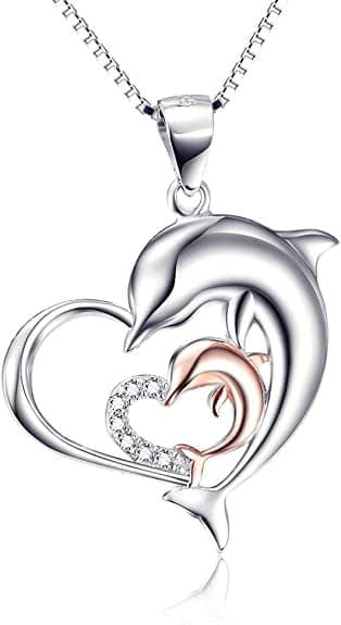 Delfin Kette Silber Rosa